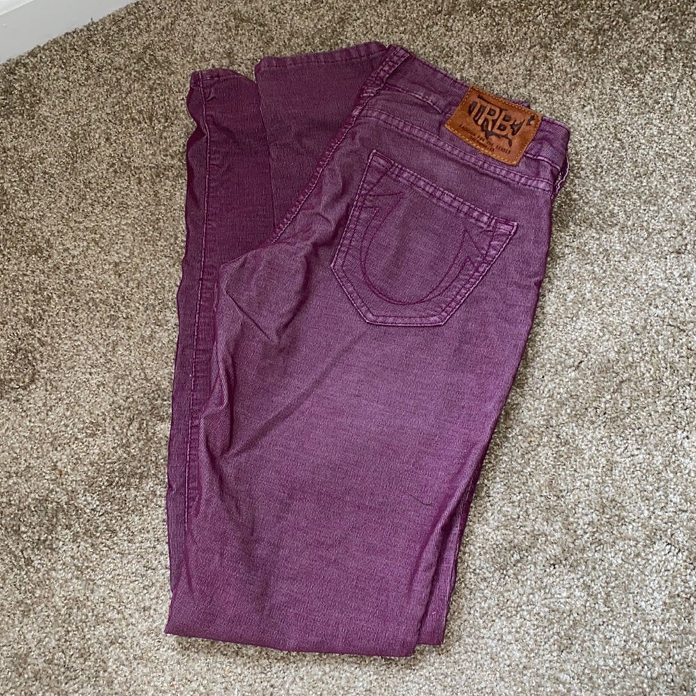 True Religion raspberry color corduroy pants